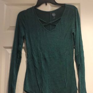 Green cross neck line t-shirt